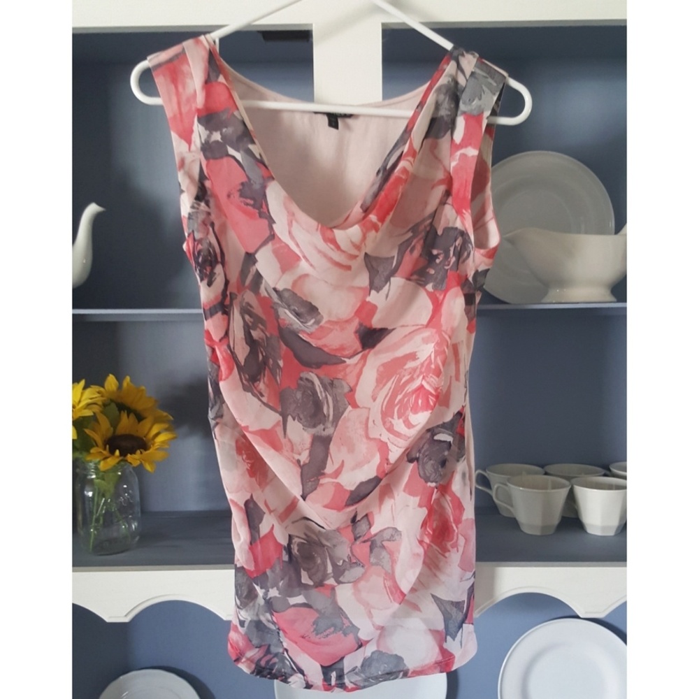 Express Sheer Sleeveless Floral Blouse